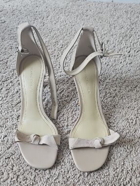 Marc Fisher Beige Knot Ankle-Strap Heels